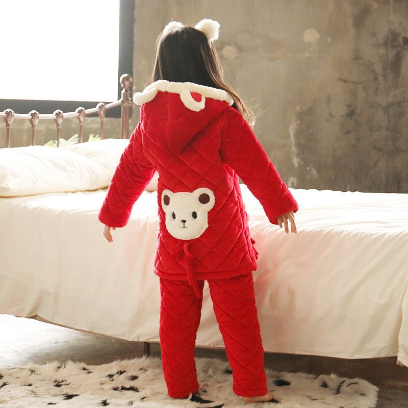 Children coral fleece pajamas women - silverfoxgoods